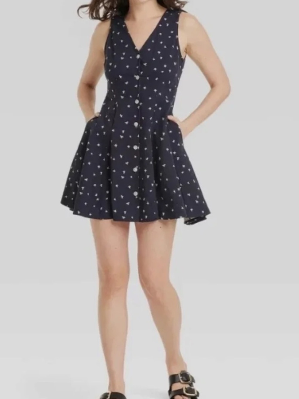 Universal Thread Women's Button-Front Godet Mini A-Line Dress